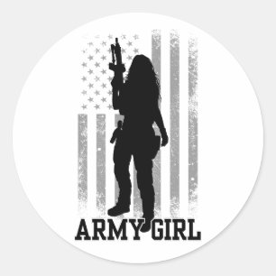 Army Girl Classic Round Sticker