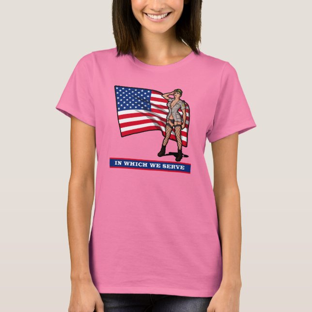 ARMY GIRL WITH FLAG T-Shirt (Front)