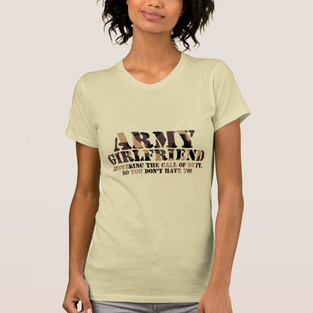 Army Girlfriend Answering Call T-Shirt (Front)