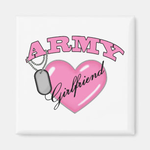 Army Girlfriend Pink Heart N Dog Tag Magnet
