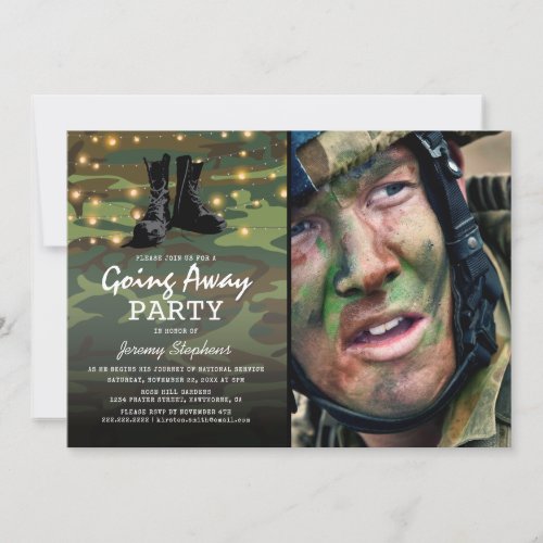 Army Going Away Photo Party Invitation