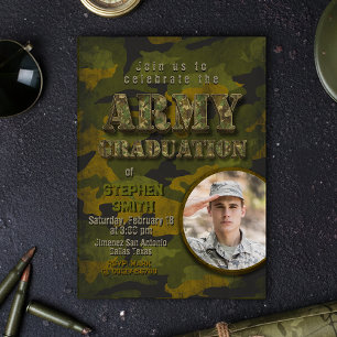 Army Graduation- Military - Soldier with Photo Invitation