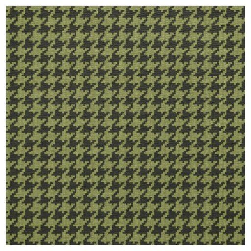 Army Green and Black Houndstooth Geometric Pattern Fabric