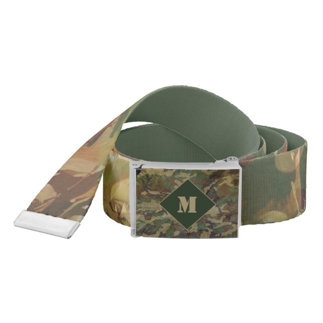 Army Green and Brown Leaves Camo Print Fishing Belt (Snake)