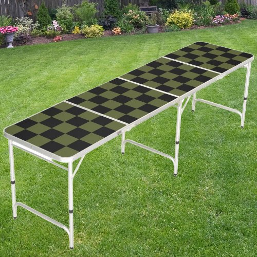 Army Green  Black Checker Beer Pong Table