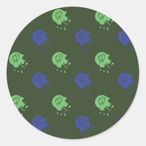 Army Green  Blue Paintball Party Classic Round Sticker