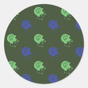 Army Green & Blue Paintball Party Classic Round Sticker