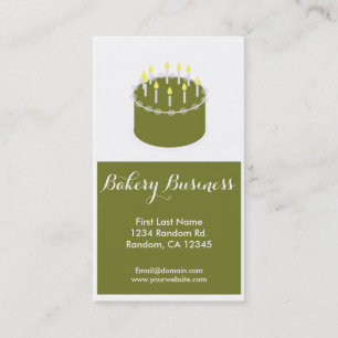 Army green cake custom bakery business cards