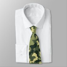 Army Green Camo Pattern Neck Tie