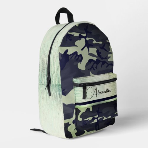 Army Green Camo Shimmery Chic Personalized  Printed Backpack