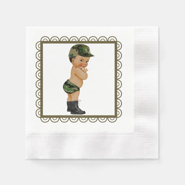 Army Green Camouflage Baby Paper Napkins (Front)