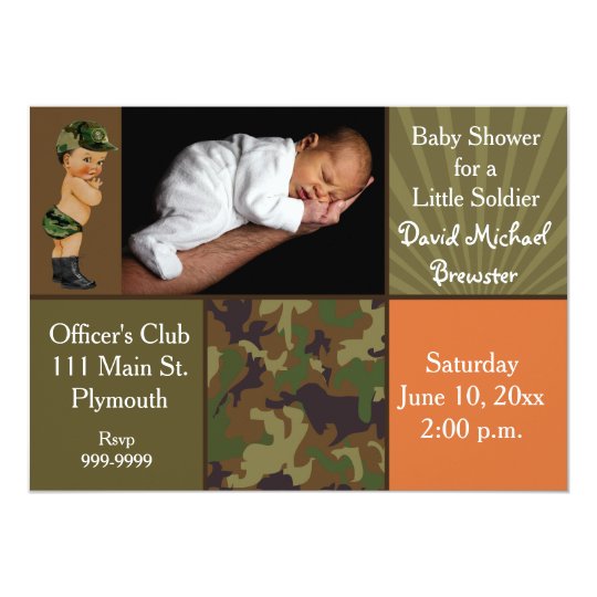 Army Green Camouflage Photo Baby Shower Invitation Zazzle Army Green Camouflage Photo Baby Shower Invitation