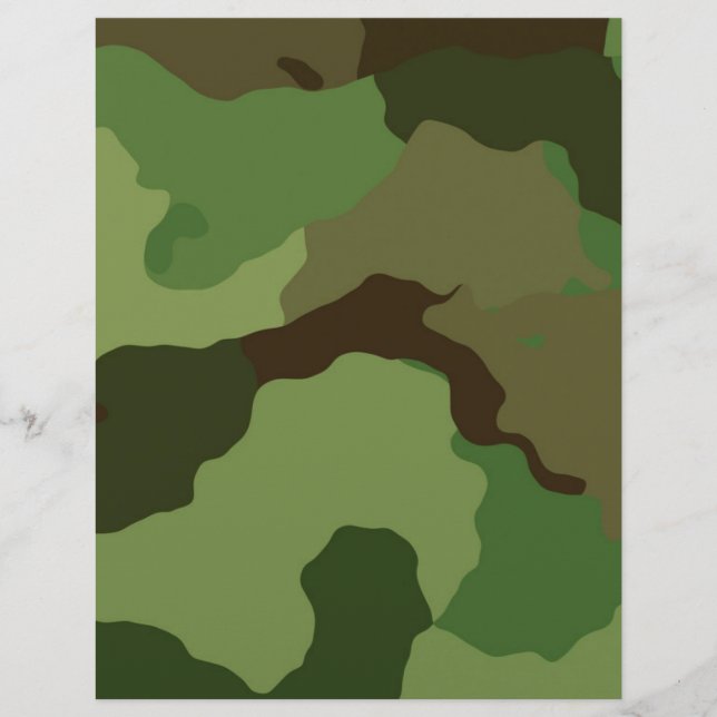 Army Green Camouflage Scrapbooking Craft Paper (Front)