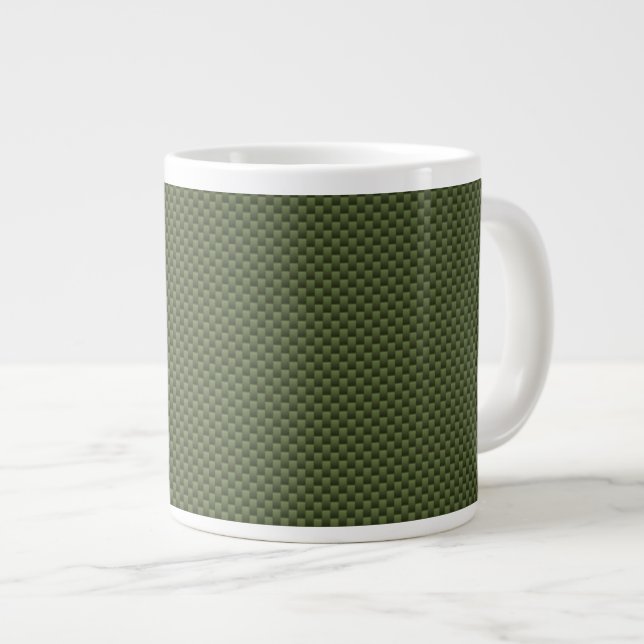 Army Green Carbon Fiber Print Giant Coffee Mug (Front Right)