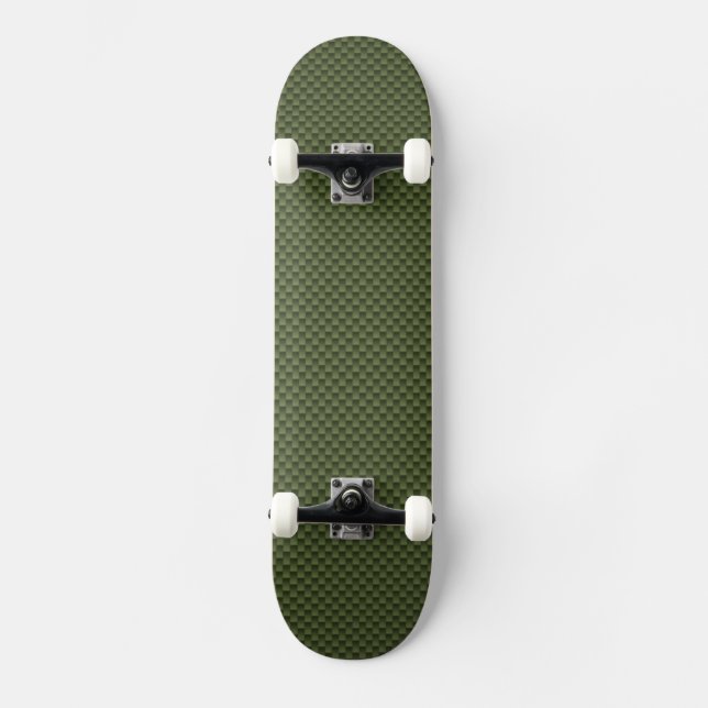 Army Green Carbon Fiber Print Skateboard (Front)
