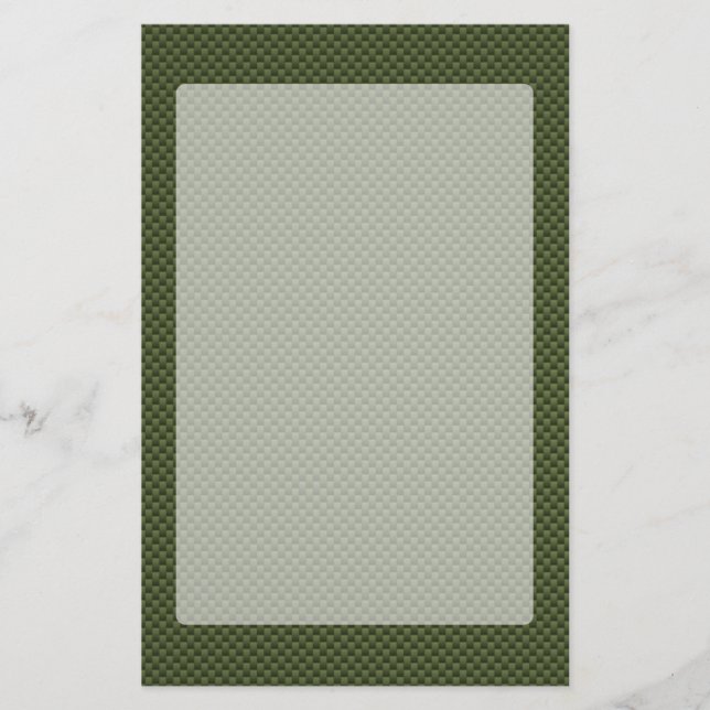 Army Green Carbon Fiber Print Stationery (Front)