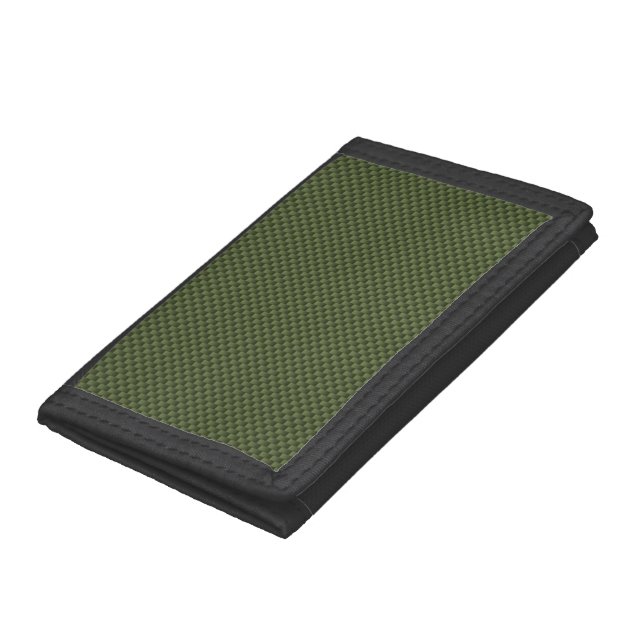 Army Green Carbon Fiber Print Tri-fold Wallet (Bottom)