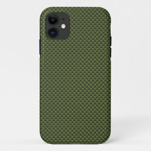 Army Green Carbon Fiber Style Decor iPhone 11 Case