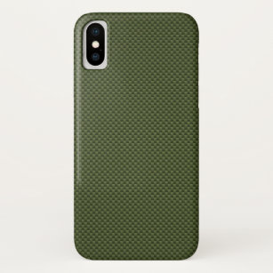 Army Green Carbon Fiber Style Print iPhone XS Case