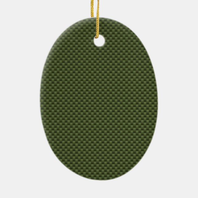 Army Green Carbon Fiber Style Print Ceramic Ornament (Back)