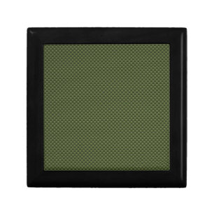 Army Green Carbon Fiber Style Print Jewelry Box