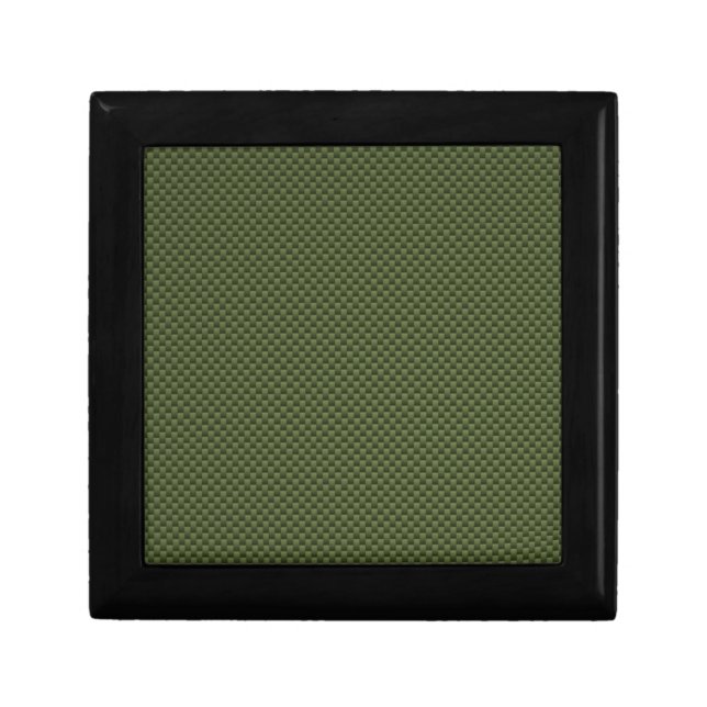 Army Green Carbon Fiber Style Print Jewelry Box (Front)