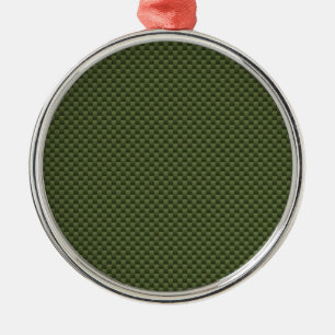 Army Green Carbon Fiber Style Print Metal Ornament