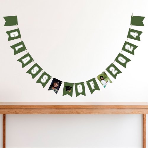 Army Green Class of 2024 Graduate Photo Graduation Bunting Flags
