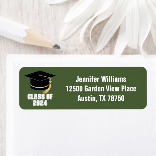 Army Green Class of 2024 Graduation Return Address Label