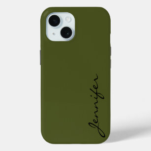Army green color background iPhone 15 case
