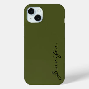Army green color background iPhone 15 plus case