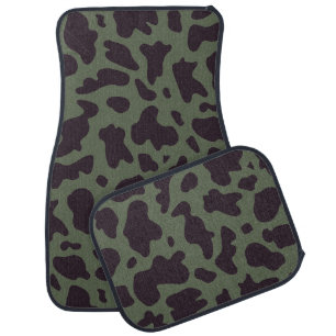 Army Green Cow print Western Coastal Cowgirl Camo Car Floor Mat