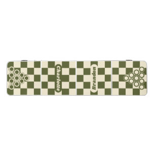 Army Green & Cream Checker with Names Beer Pong Table