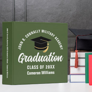 Army Green Custom Military Graduation Photo Album 3 Ring Binder