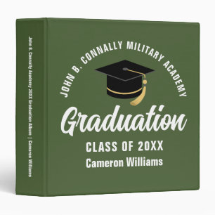 Army Green Custom Military Graduation Photo Album 3 Ring Binder