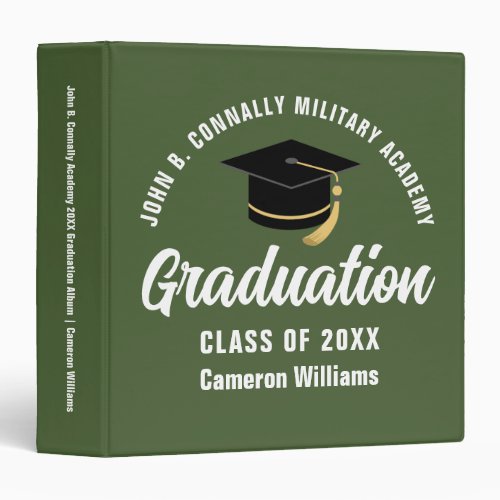 Army Green Custom Military Graduation Photo Album 3 Ring Binder