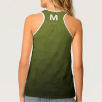 Army green light geometric mesh pattern Monogram Tank Top