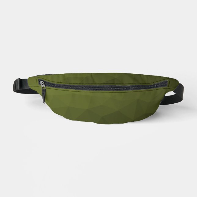 Army green dark gradient geometric mesh pattern fanny pack (Front)