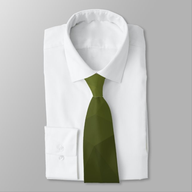 Army green dark Gradient Geometric Mesh Pattern Neck Tie (Tied)