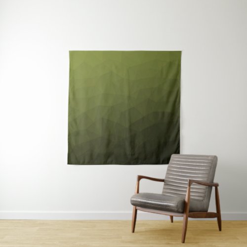 Army green dark gradient geometric mesh pattern tapestry
