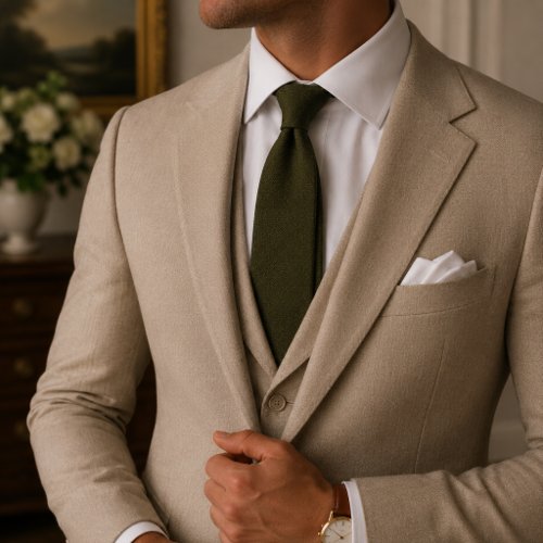 Army Green Fine Twill Weave Neck Tie