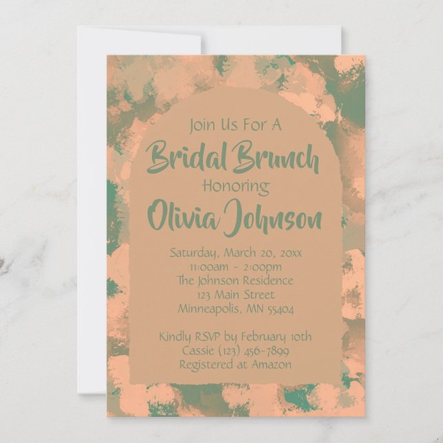 Army Green Floral Bridal Shower Brunch Invitation (Front)