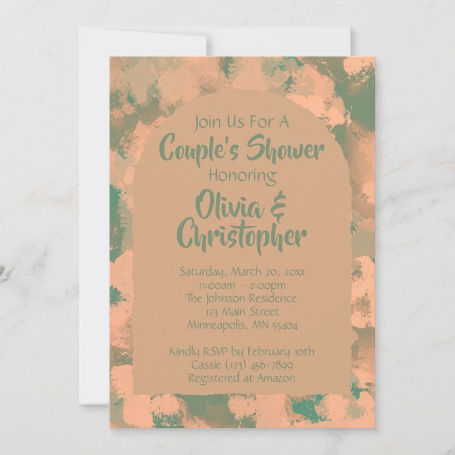 Army Green Floral Couples Shower Brunch Invitation (Front)