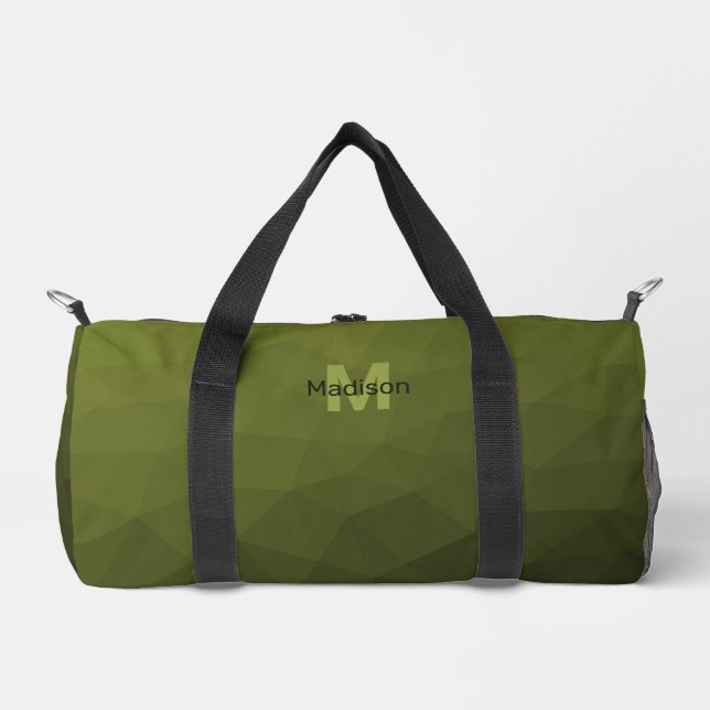 Army green geometric mesh pattern Monogram Duffle Bag (Front)