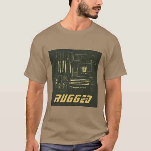 army green gold Rugged Geek  Circuit Board  Tech T_Shirt