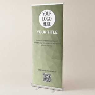 Army green gradient geometric mesh Custom logo Retractable Banner