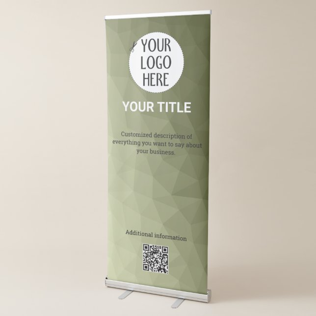Army green gradient geometric mesh Custom logo Retractable Banner (3/4)