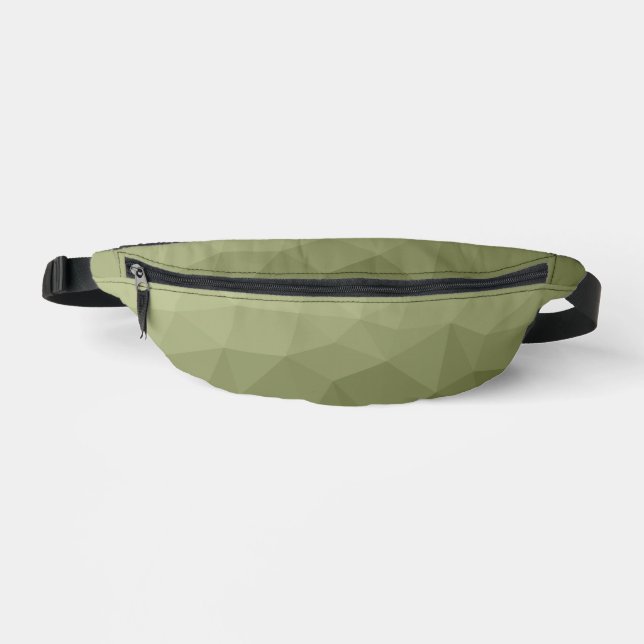 Army green gradient geometric mesh pattern fanny pack (Front)