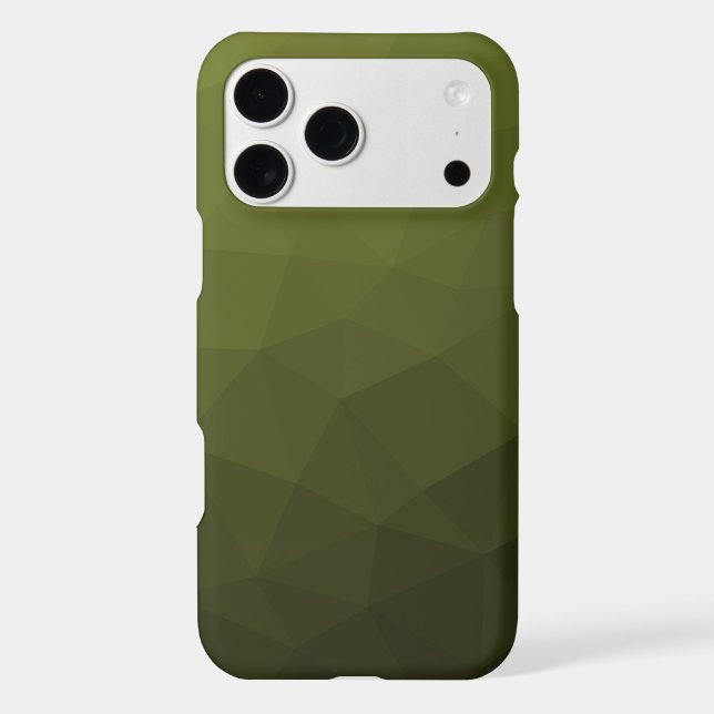Army green gradient geometric mesh pattern iPhone case (Back)