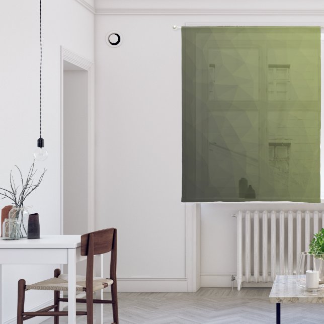 Army green Gradient Geometric Mesh Pattern Sheer Curtains (Living Room)